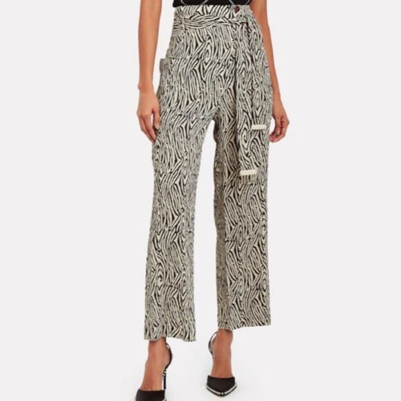 Nanushka Marlin Zebra Print Wide Leg High Waisted Pants - Picture 1 of 6